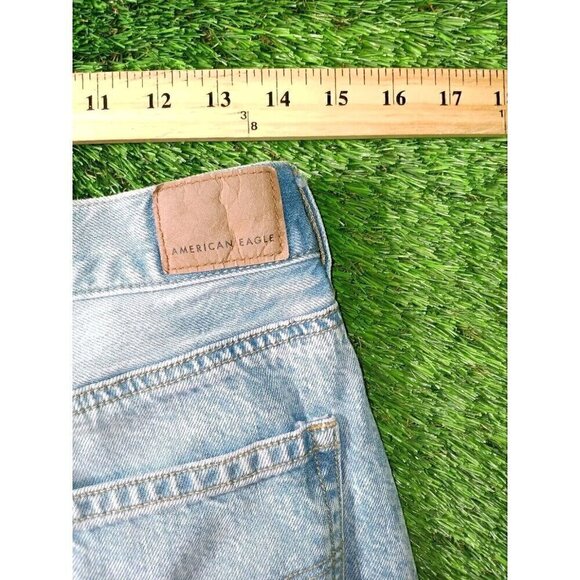 AEO American Eagle Jeans Size 10 Womens Blue Mom Jeans Cropped Distress - Picture 8 of 11